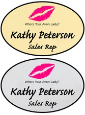 1 GOLD & 1 SILVER OVAL FOR AVON REP PERSONALIZED NAME BADGES SAFETY PIN FASTENER