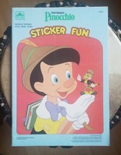 Golden Walt Disney's Pinocchio Sticker Fun 1984 Vintage Unused Stickers w. Wear