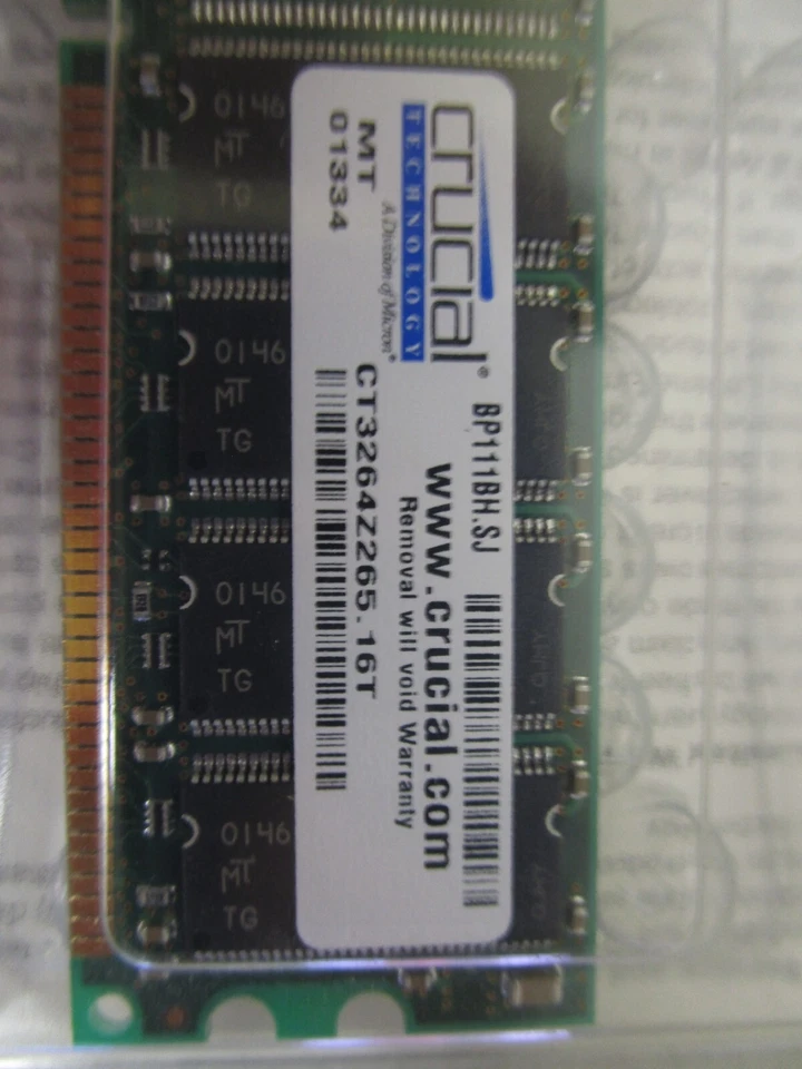 Crucial CT3264Z265, 256MB, DDR, Non ECC, PC-2100, 266Mhz Memory - New/Sealed - Image 4 of 4