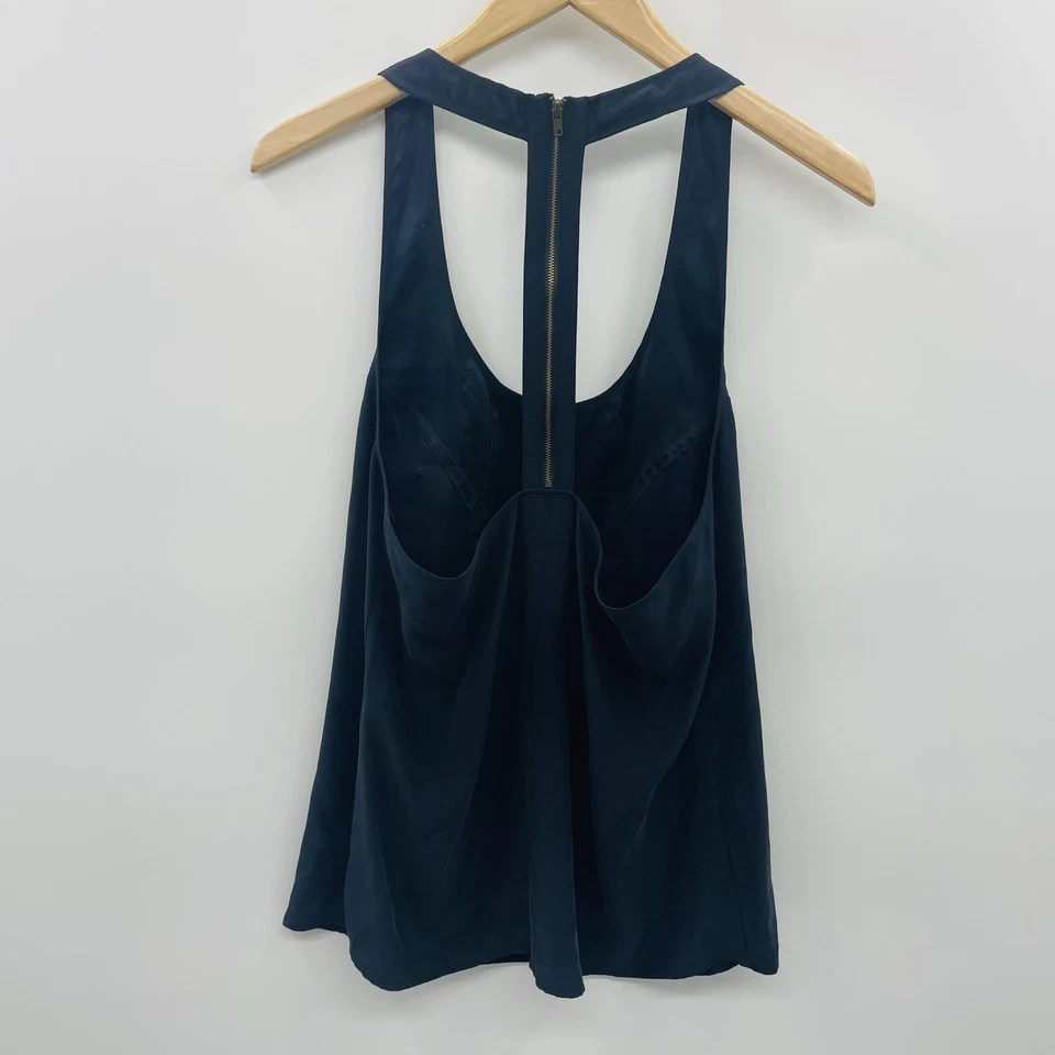 Blusa Walter Baker Mujer Talla 8 Sin Mangas Cremallera Espalda en T 100% Seda Negra 368 Foto 4 de 4