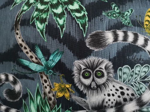 Emma J Shipley LEMUR NAVY COTTON CUSHION, Polyester Pad, 50CM X 32CM APPROX - Picture 3 of 3