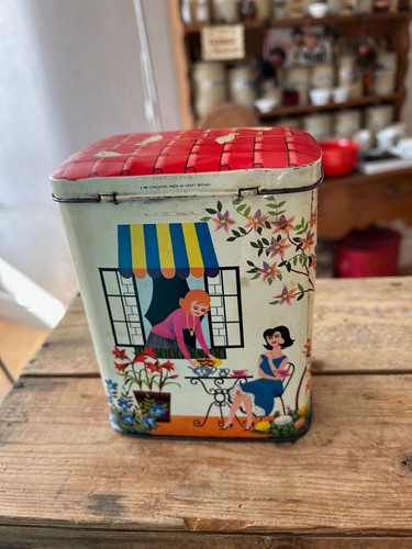 Vintage 1950’s 1960’s Tea Caddy / Storage Tin – Ladies Drinking Tea – Kitsch – - Picture 6 of 11