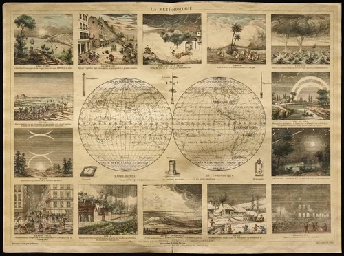 Rare 1853ca - Meteorology - Encyclopedic Board, School, Poster