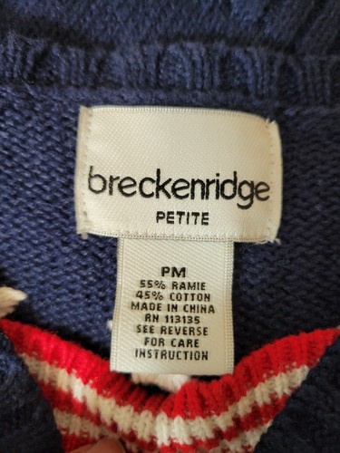 Breckenridge Petite Medium PM Red White Blue Sweater Nautical Patriotic USA - Picture 9 of 20