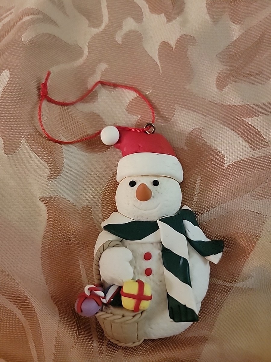 Vintage Polymer Clay Snawman Ornament