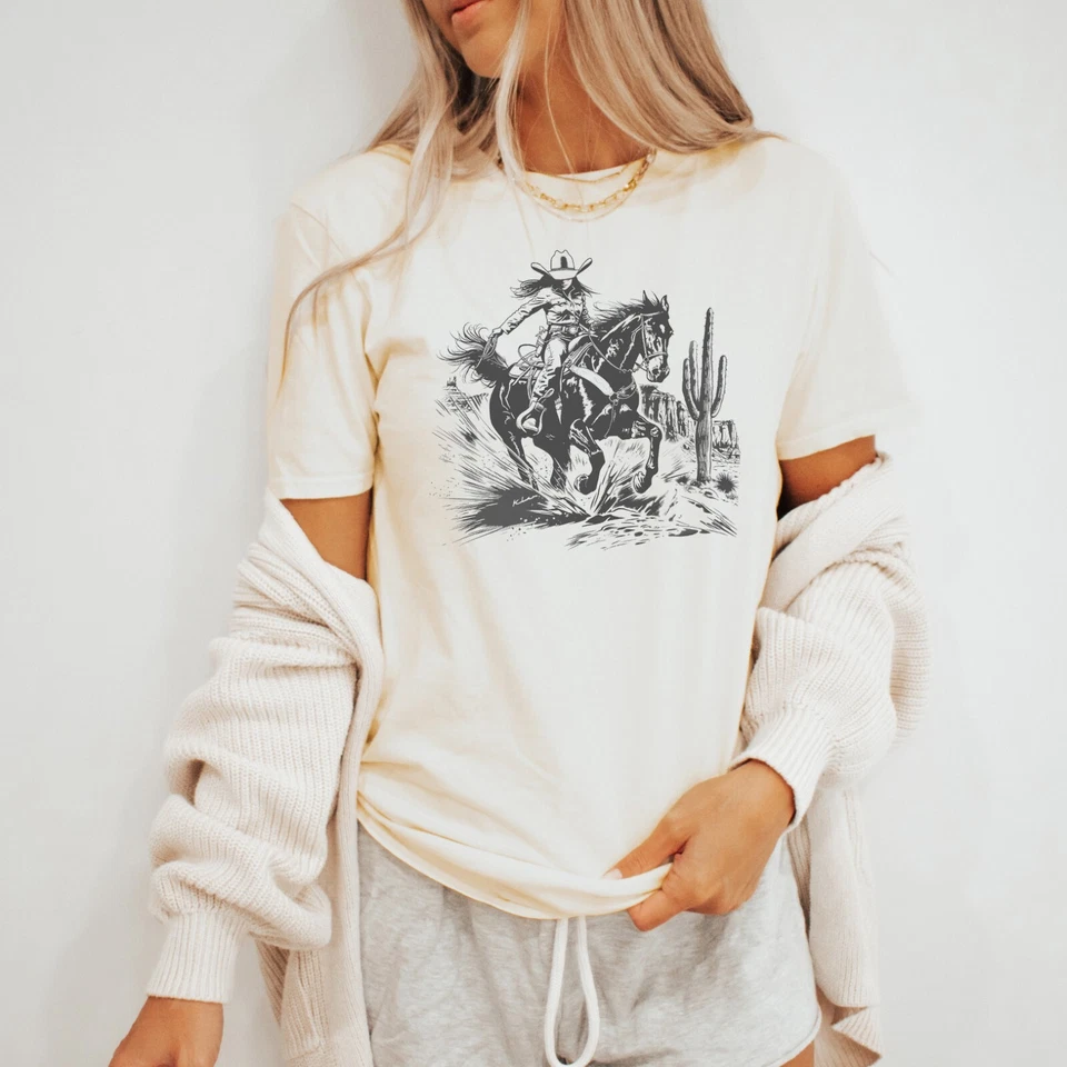 Camiseta vaquera jinete de caballo camisa gráfica occidental Foto 3 de 4