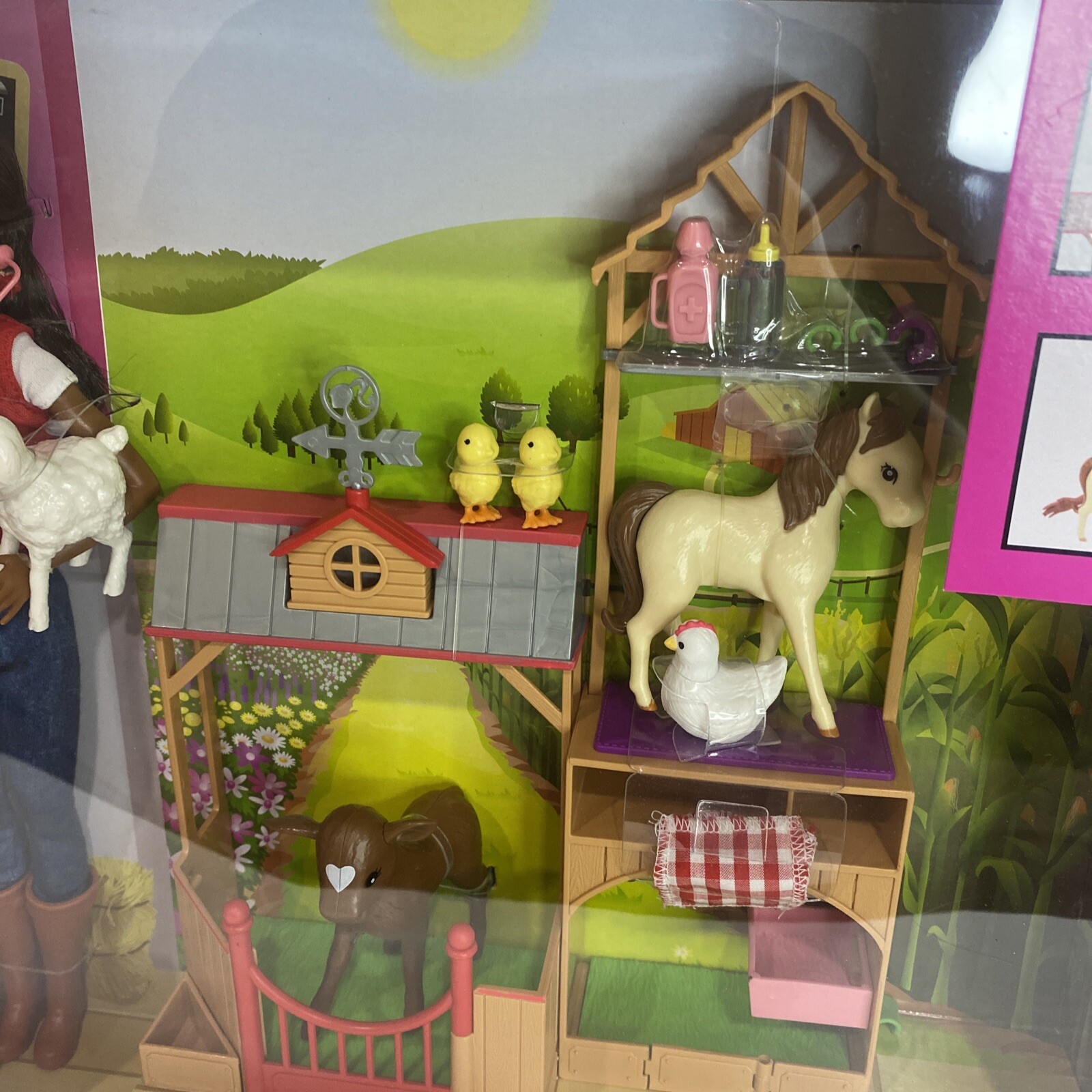 Barbie Sweet Orchard Farm Vet African American Doll with Barn Frame and 7 Animal