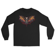 Camisa Manga Larga Halloween Jaula Costilla Murciélago Vampiro Murciélago Esqueleto