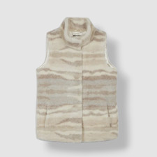 $295 Jocelyn Women's Beige Telluride Sleeveless Faux Sherpa Vest Jacket Size M