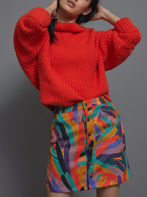 NWT Sz S Farm Rio Anthropologie Kiki Multi Color Corduroy Button