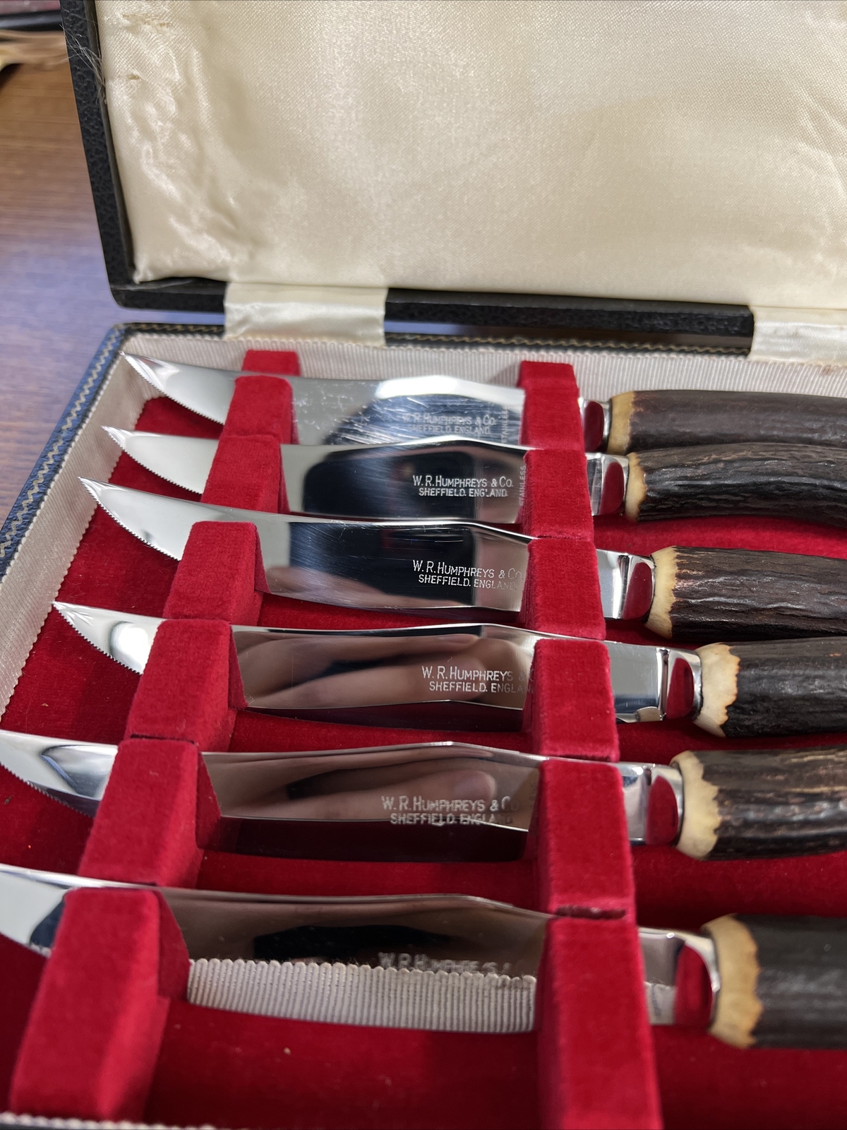 W.R. Humphreys & Co 6 pc Wooden Handel Steak Knife Set *Vintage* eBay