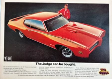 Vintage 1969 Pontiac GTO Judge original color Ad PN013
