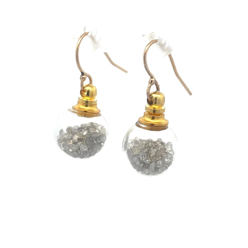 Diamond Locket Earrings 14k Gold &Gold Filled 7 Carat Floating Natural Diamonds - Image 4 of 4