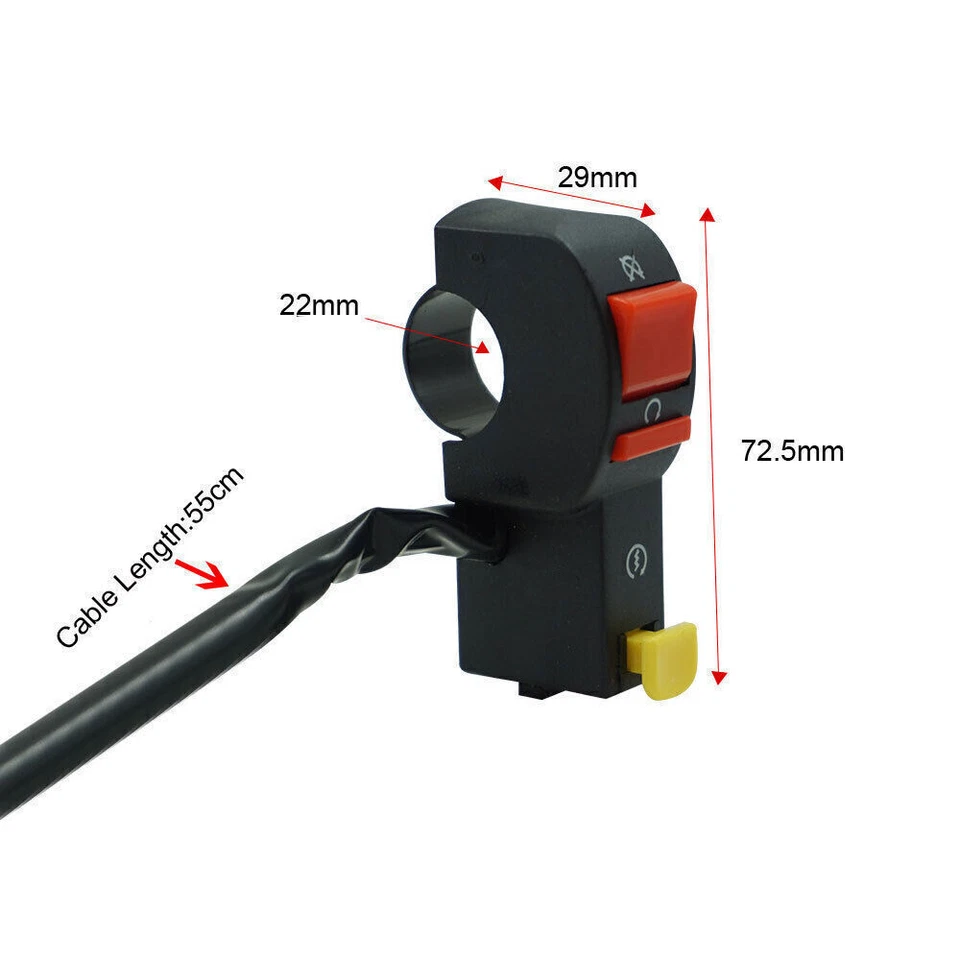 Motorcycle Parts Handlebar Switch Button Electric Starter ATV On-Off Flameout - Image 2 of 4