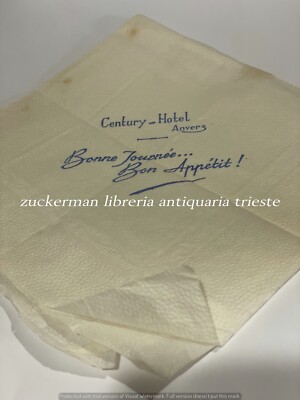 CENTURY HOTEL ANTWERP Bonne Journee... Bon Appetit! 1950s RESTAURANT TOWEL
