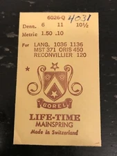 BOREL Mainspring 6026-Q for Lang 1036, 1136, MST 371, 372, Oris 450 to 453 - All