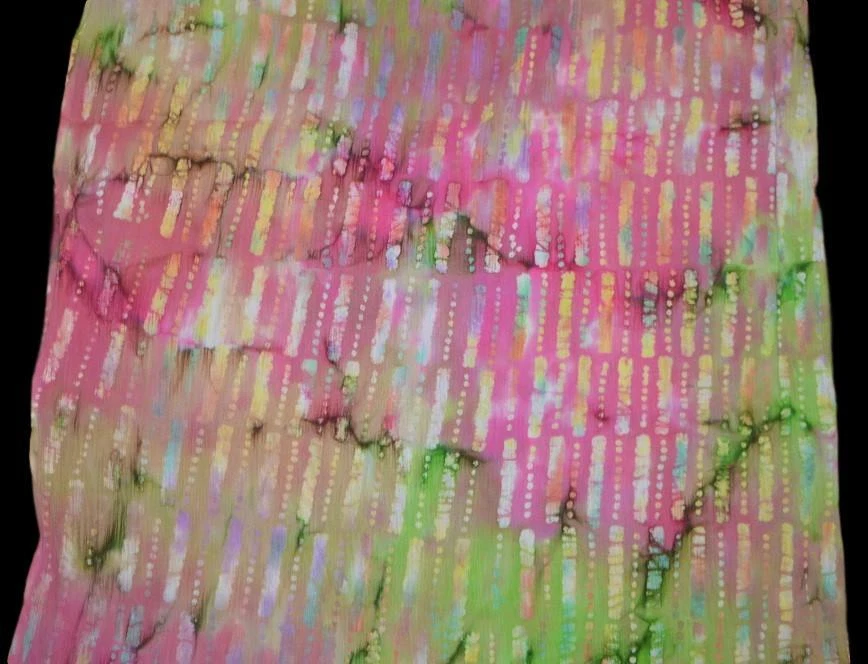 РОЗОВЫЙ ЗЕЛЕНЫЙ ГАЛСТУК КРАСИТЕЛЬ КАК КРЕП В ОДНУ СТОРОНУ ЭЛАСТИЧНОЙ ГОФРИРОВАННОЙ ТКАНИ 1 ЯРД 28 В - Изображение 2 из 4