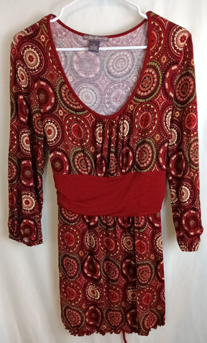 Top tunica Suzie Couture bordeaux multicolore stampa cerchio boho elasticizzato taglia M