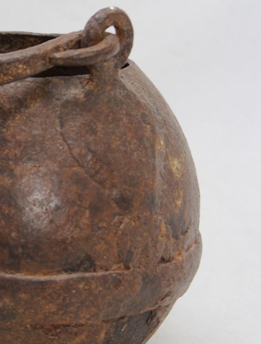 antik mittelalterlich 14. 15. Jh. Schmiedeeisen Kessel - Kochtopf, Körper: 14 cm/5,5" - Bild 6 von 10