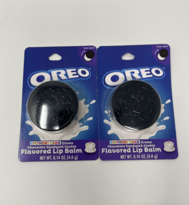 OREO COOKIE SHAPED LIP BALM BIRTHDAY CAKE SET OF 2 NEW