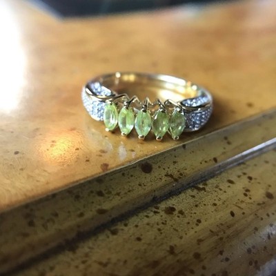 Natural Sava Sphene Sterling Silver 18k Gold Vermeil Ring Size 7