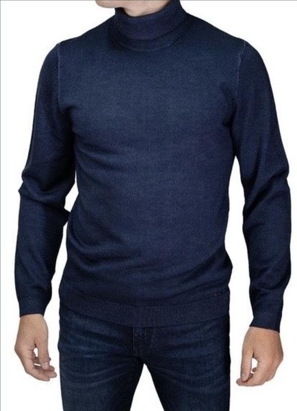 Men Olymp Turtleneck Navy Wool 40 /L / 48