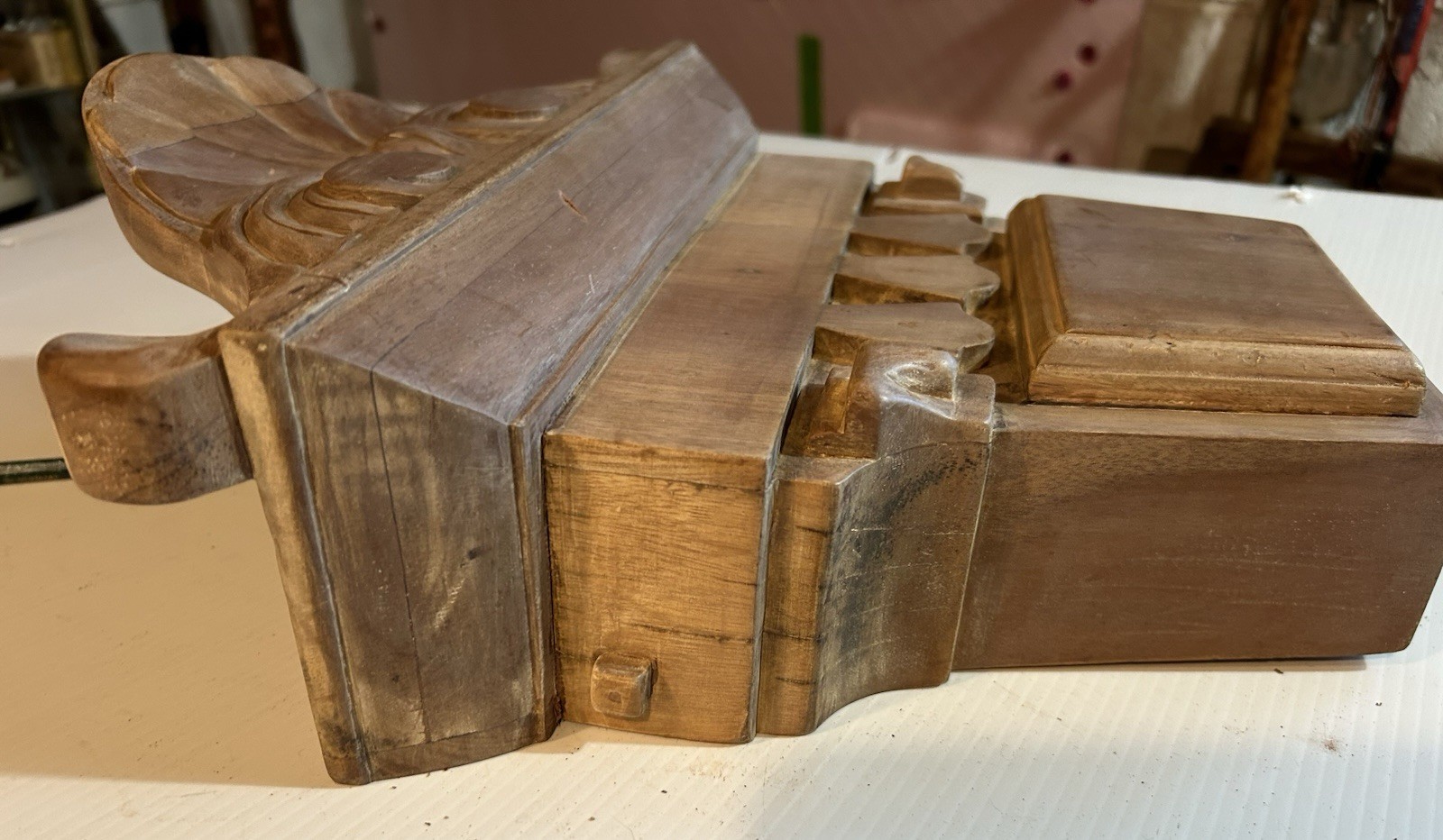 VINTAGE THICK FURNITURE TOPPER OR PEDIMENT  FREE SHIPPING TO USA