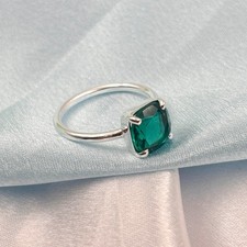 September Handmade Engagement Jewelry Delicate Teal Sapphire Cushion 9m Ring