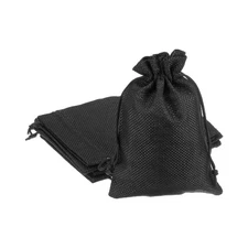 5pcs Burlap Bags with Drawstring, 4x5.5" Jewelry Pouches for Party Gift, Black
