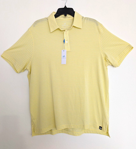 Southern Tide Polo Shirt L Yellow Blue Stripe Pima Cotton Stretch NWT Men’s