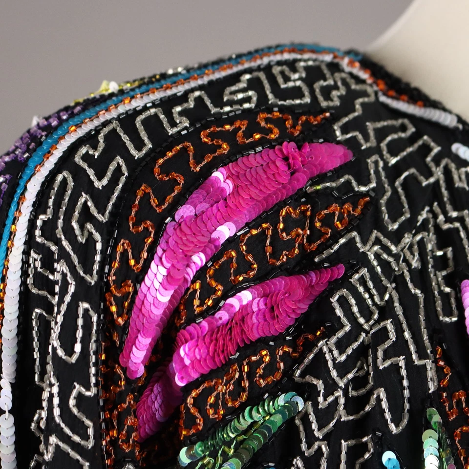 Veste Vintage Soie Brodée Taille Unique Italie Années 1980 Originale - Photo 4/4