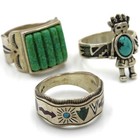 Southwest Signed Sterling Turquoise Red Coral Inlay Stack Ring Lot of 7 #S5483-1 — photo 6
