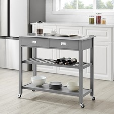 Kitchen Island Cart with Storage Stainless Steel Top - Mobile Kitchen Cart