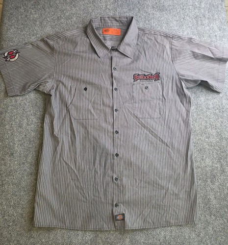Hellanbach Work Shirt 3XL Grey/Blue Pinstripe w/Red Patch