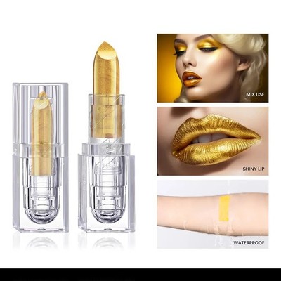 High Pigment Gold Lipstick Metallic Matte Waterproof Long Lasting Lip Gloss