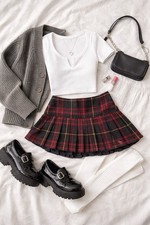 Abercrombie Kids Plaid Pleated Mini Skirt Wool Blend Y2K Schoolgirl Size 16 W26