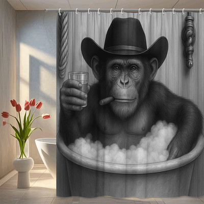 Funny Cowboy Monkey Shower Curtain for Bathroom Decor