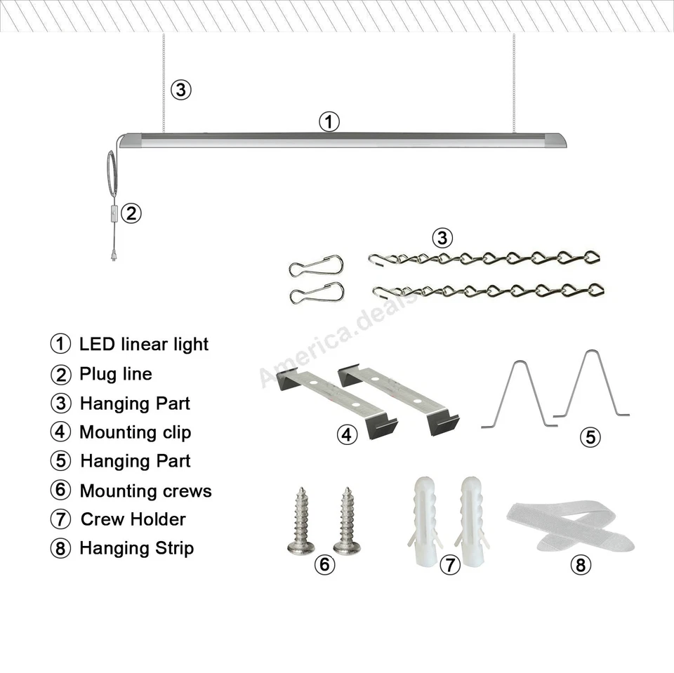 Paquete de 8 luces LED 54W 4FT de tienda lámpara utilitaria lámpara de garaje enchufe de pared Foto 2 de 4