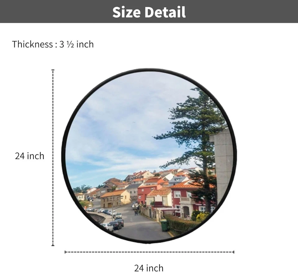 18''24'' 32'Black Convex Mirror for Universal Includes Wall Install Kits Garages - Image 2 of 4