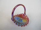 Fenton Red Carnival Glass Handled Basket Cabbage Rose