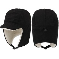 Winter Fleece Cap Ear Warmer Windproof Hats with Visor Ear Flaps for Men Women