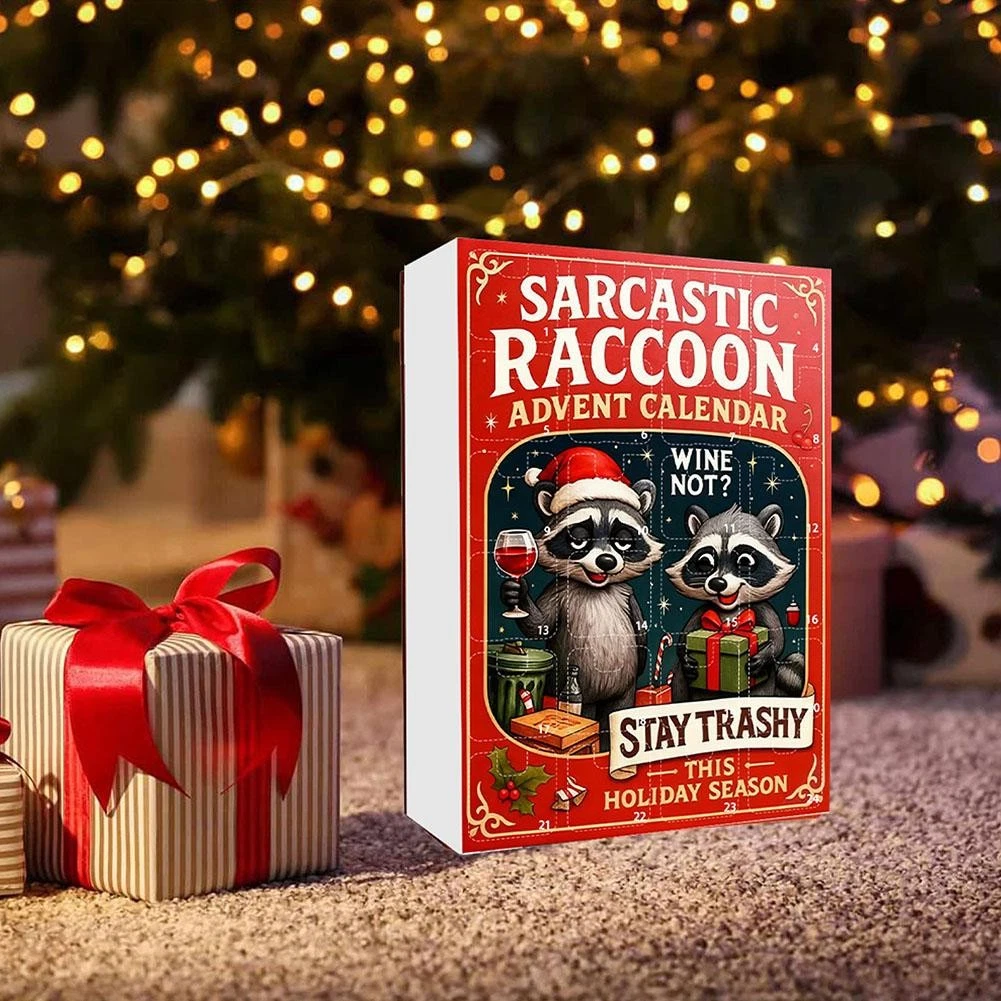 2D Christmas Raccoon Blind Box Acrylic Ornament 24 Days Countdown Holiday C H2H9