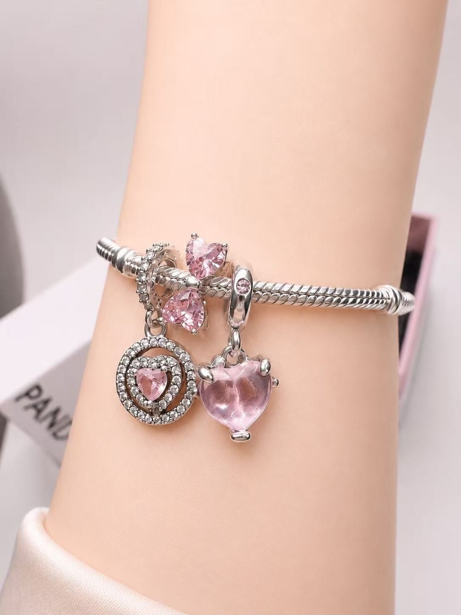 PANDORA #792654C01 Pink Heart Charm Pendant WITH BOX View 6