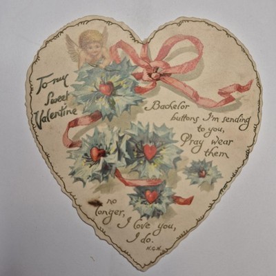 c.1900 Ernest Linder, London, Bavarian Die Cut Valentine, Bachelor's Buttons
