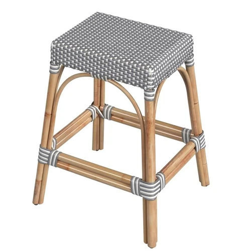 Butler Specialty Company Robias Rattan 24.5" Counter Stool - White And Gray Dot - Picture 2 of 6