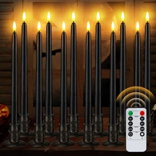 Alphatool Black Halloween Flameless Candles with Timer & Bases - 12 Pack 13 i...