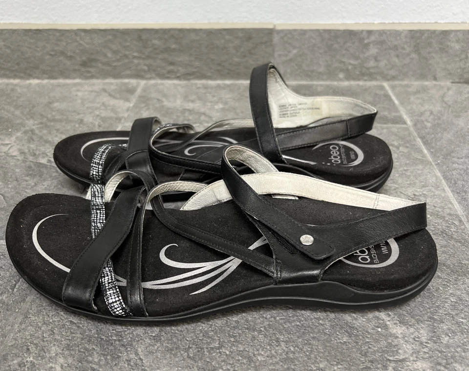 ABEO BOBBIE Sandals Size 10 Black Strappy Slingback Sport Open Toe Comfort Shoes - Image 3 of 4