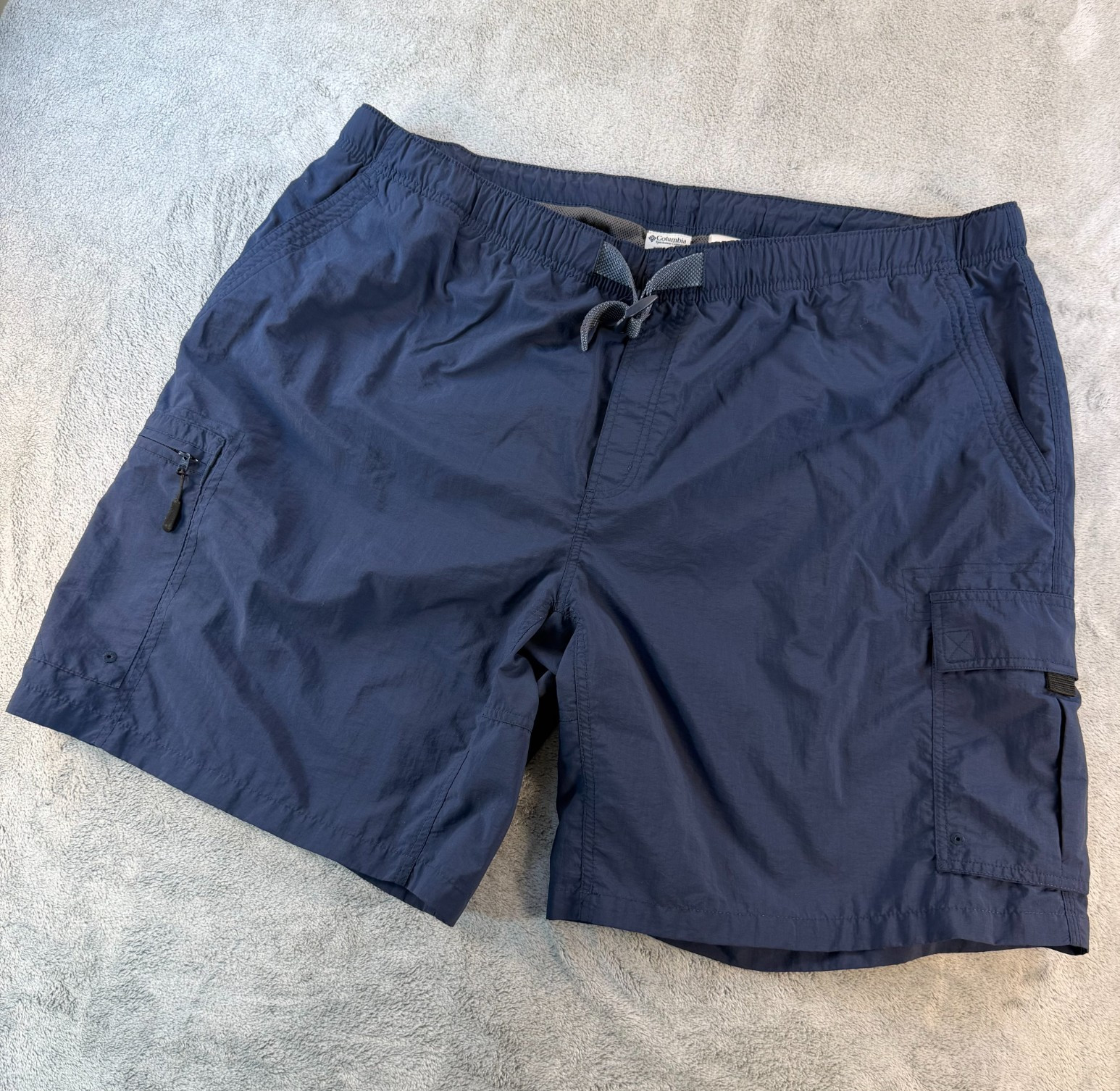 Columbia Cargo Shorts Men’s XXL Blue Nylon Outdoor Hiking Fishing