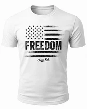 Freedom Charlie Kirk USA American Flag Patriotic  White T Shirt