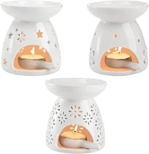 Lawei Set of 3 Ceramic Tealight Candle Holder, Essential Oil Burner Wax Melt Bur